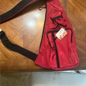 Free People Cherry Red Sling Backpack